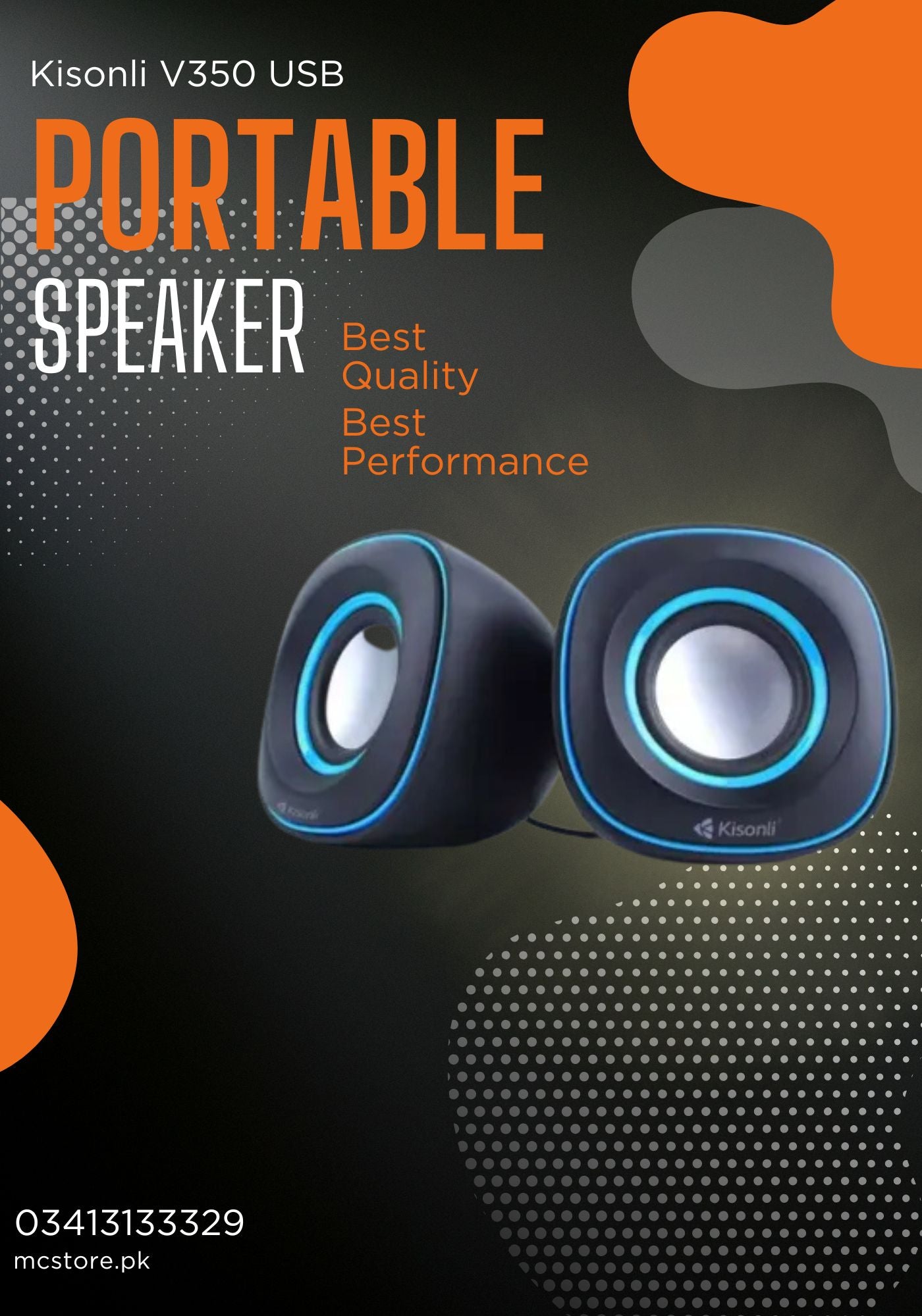 Kisonli V350 USB Powered 2.0 Mini Stereo Speakers – Compact Desktop PC Speakers with Clear Sound