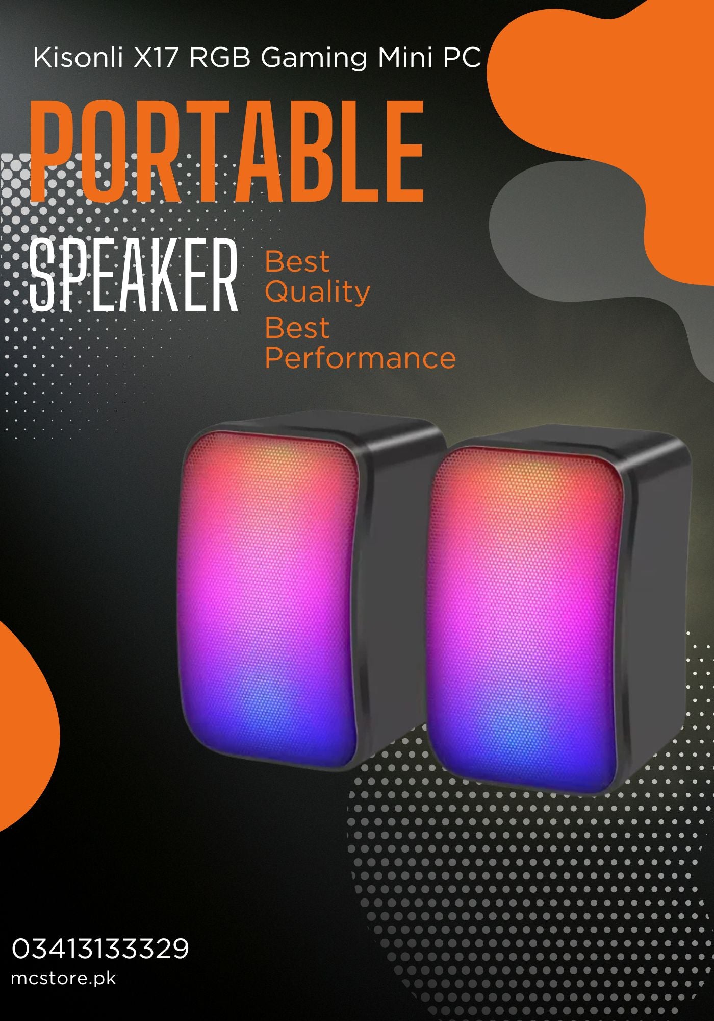 Kisonli X17 RGB Gaming Mini PC Speakers – USB Powered Stereo Sound System with LED Lighting