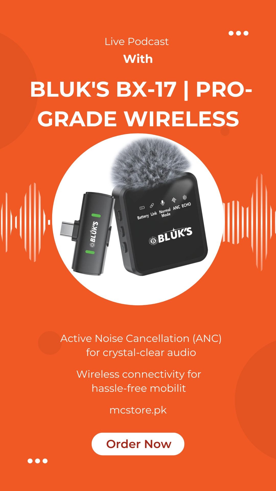 BLUK'S BX-17 | Pro-Grade Wireless Lavaliere Mic with Advanced ANC