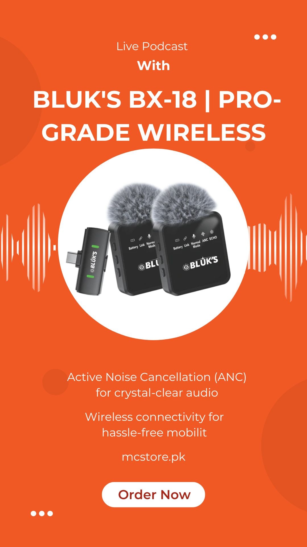 BLUK'S BX-18 | Premium Wireless Lavaliere Mic with Active Noise Cancellation
