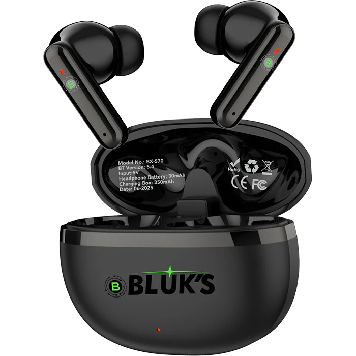 BX-570 Quad-Mic Wireless Bluetooth Headset with ENC & Hybrid ANC | 6-Hour Battery, Low Latency, Deep Bass