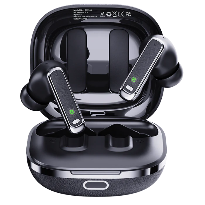 BX-580 Wireless Headset | Quad-Mic ENC | Crystal-Clear Calls & Long Battery Life