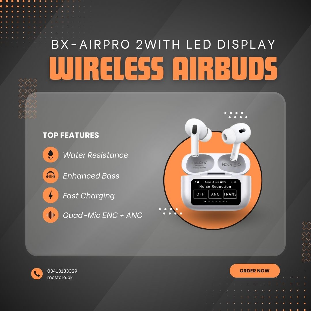 BLUK'S BX-AirPro 2 – White | ENC Enabled | LED Display | Premium Sound & Style