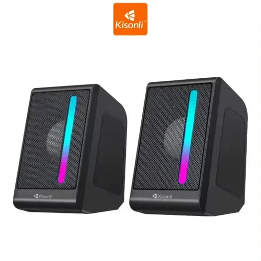 Kisonli X16 RGB Gaming Mini Portable Speaker – USB Powered with LED Lights & Stereo Sound