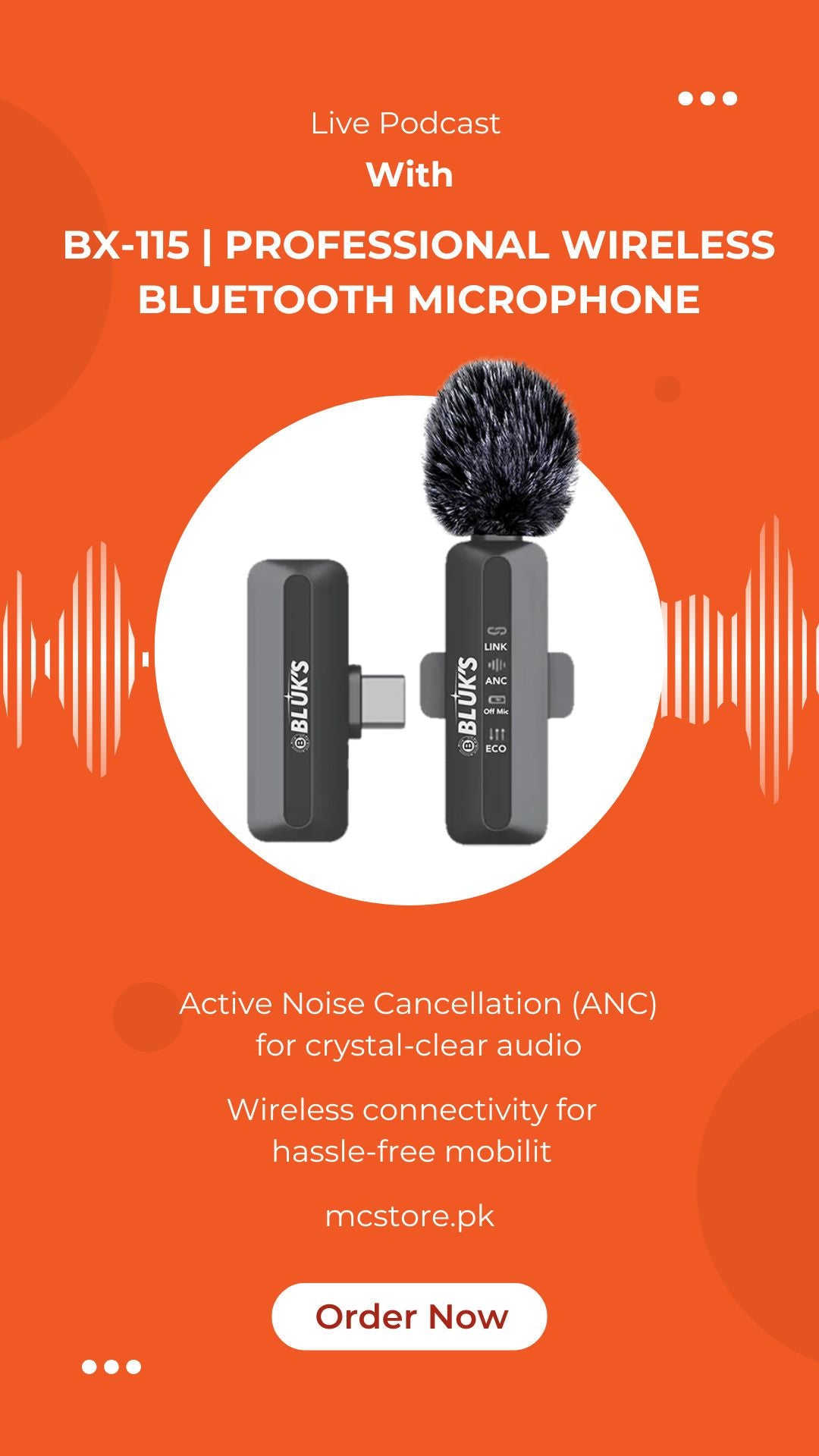 BX-115 | Professional Wireless Bluetooth Microphone for Studio-Quality Sound