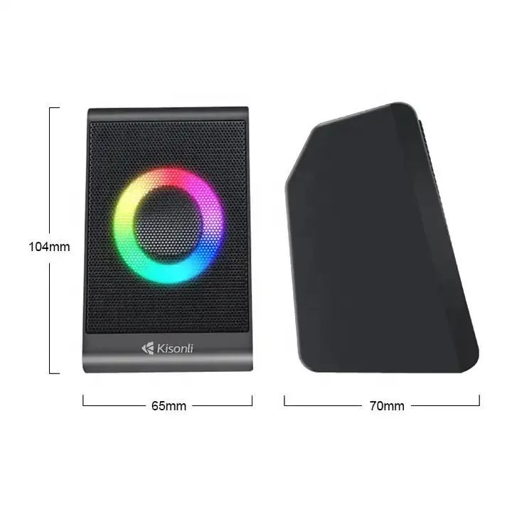 Kisonli X12 RGB Gaming Mini PC Speakers – USB Powered Multimedia Stereo Speakers with LED Lighting