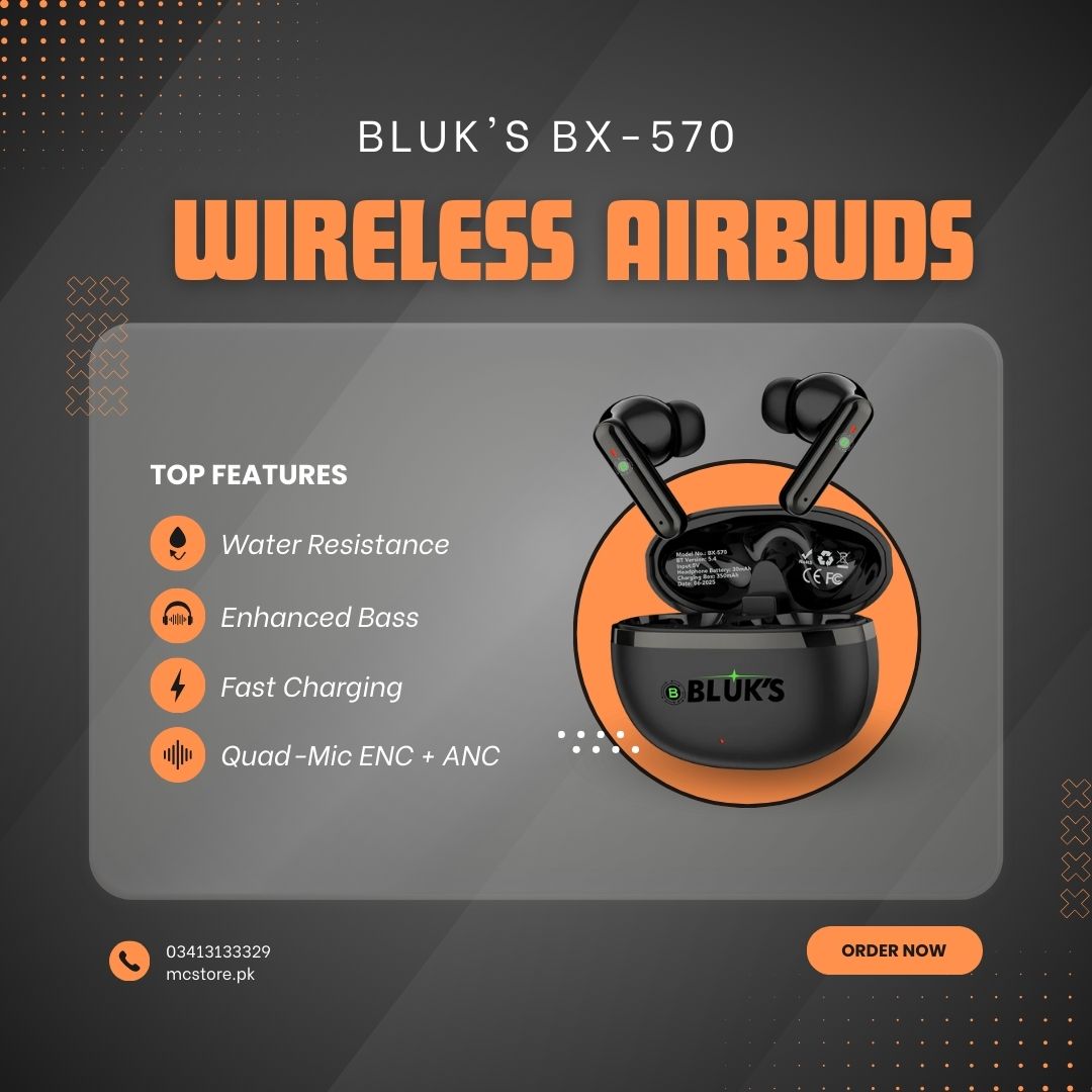 BX-570 Quad-Mic Wireless Bluetooth Headset with ENC & Hybrid ANC | 6-Hour Battery, Low Latency, Deep Bass
