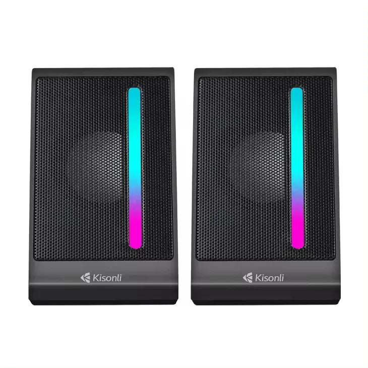 Kisonli X16 RGB Gaming Mini Portable Speaker – USB Powered with LED Lights & Stereo Sound