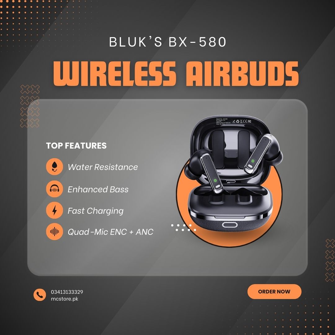 BX-580 Wireless Headset | Quad-Mic ENC | Crystal-Clear Calls & Long Battery Life
