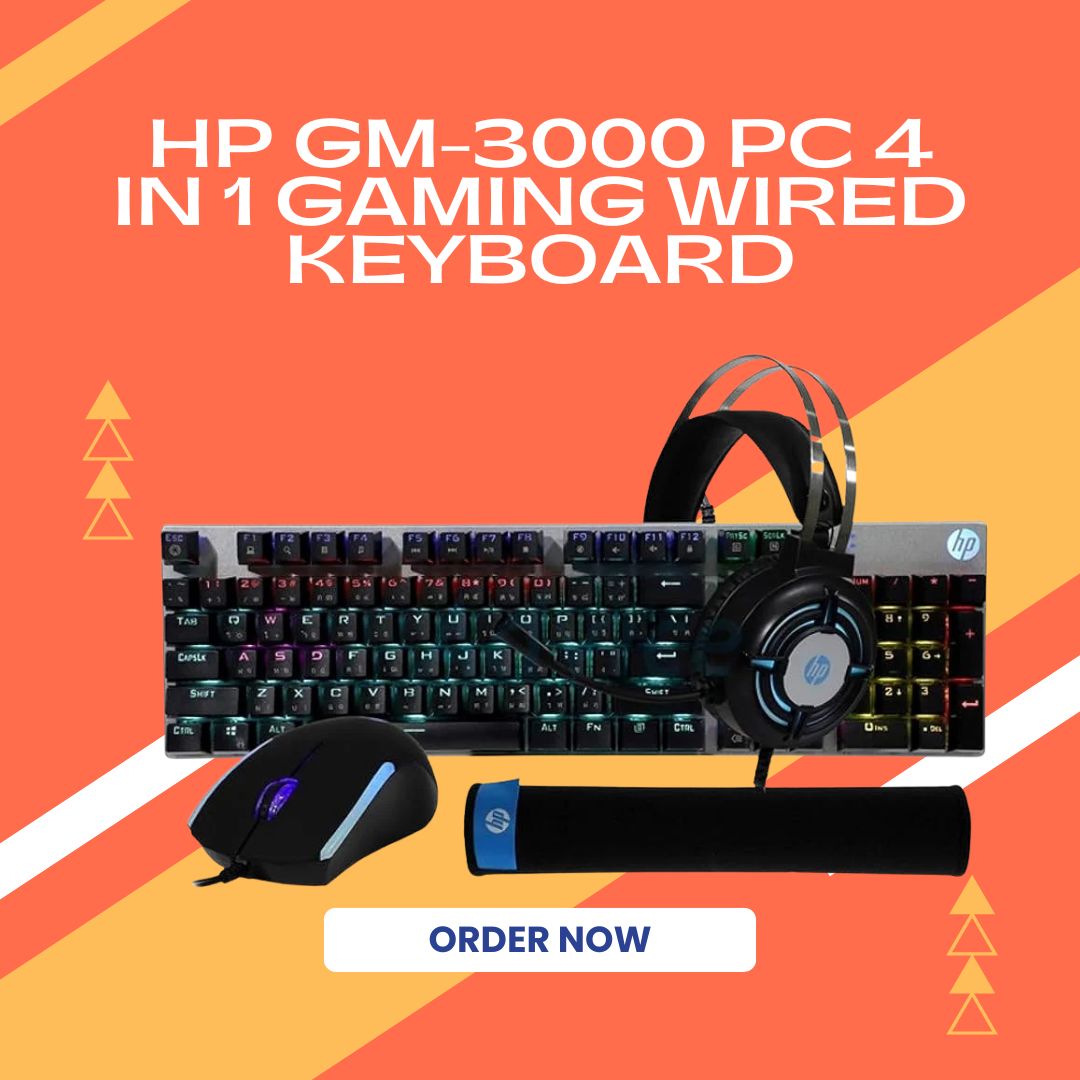 HP GM-3000 PC 4 in 1 Gaming Wired Keyboard, Mouse, Headset and Mousepad Combo